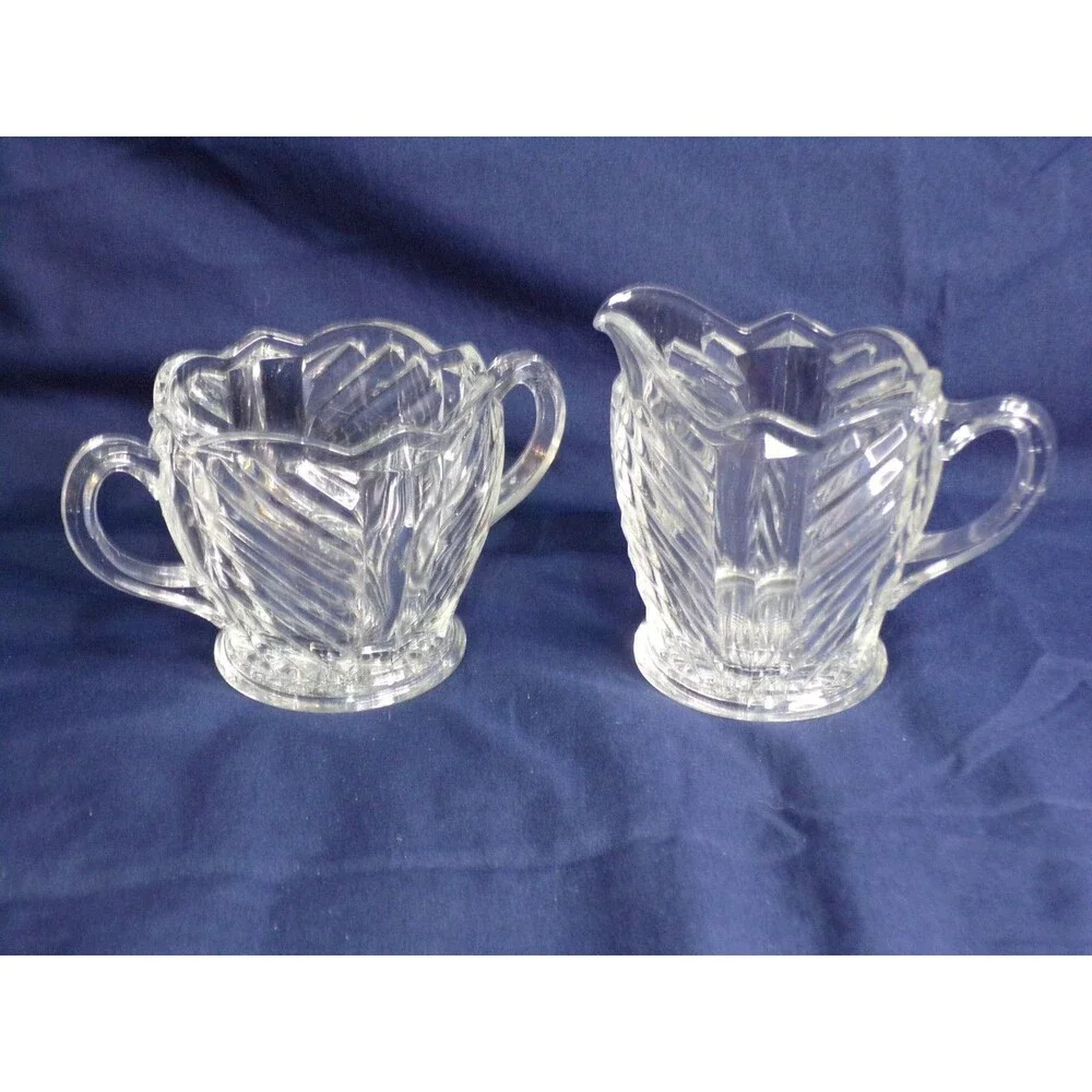 Vintage Indiana Glass Breakfast‎ Creamer & Open Sugar Set Pattern #303